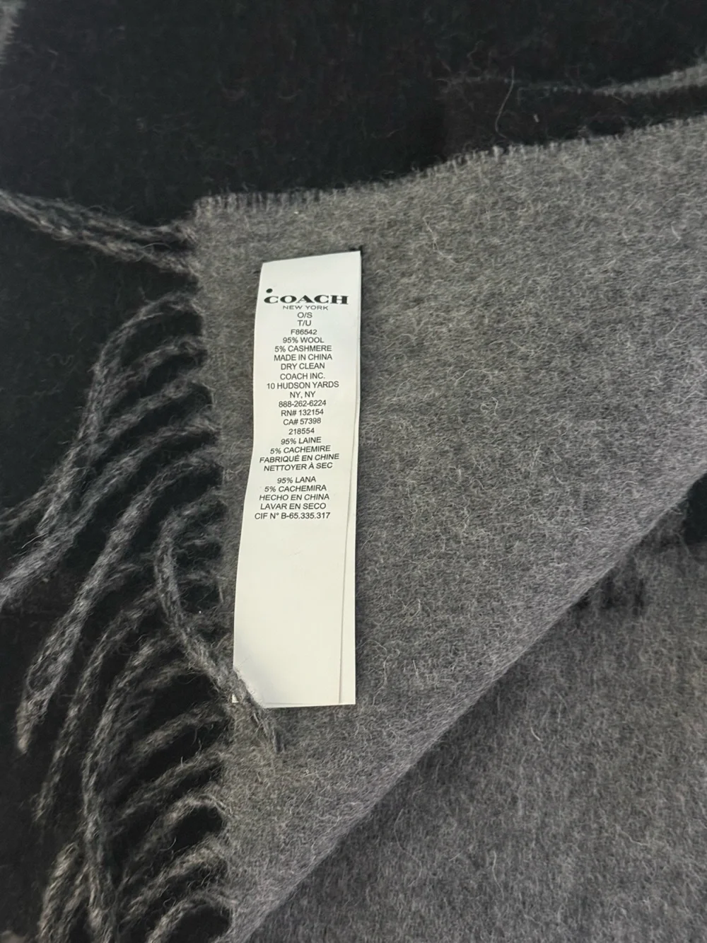 Coach Bi-Color Logo Scarf in Black and Gray